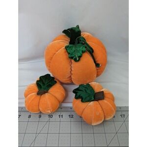 Prima Creations Plush Pumpkin Lot of 3 Small Medium Table Decor Stuffed Toy